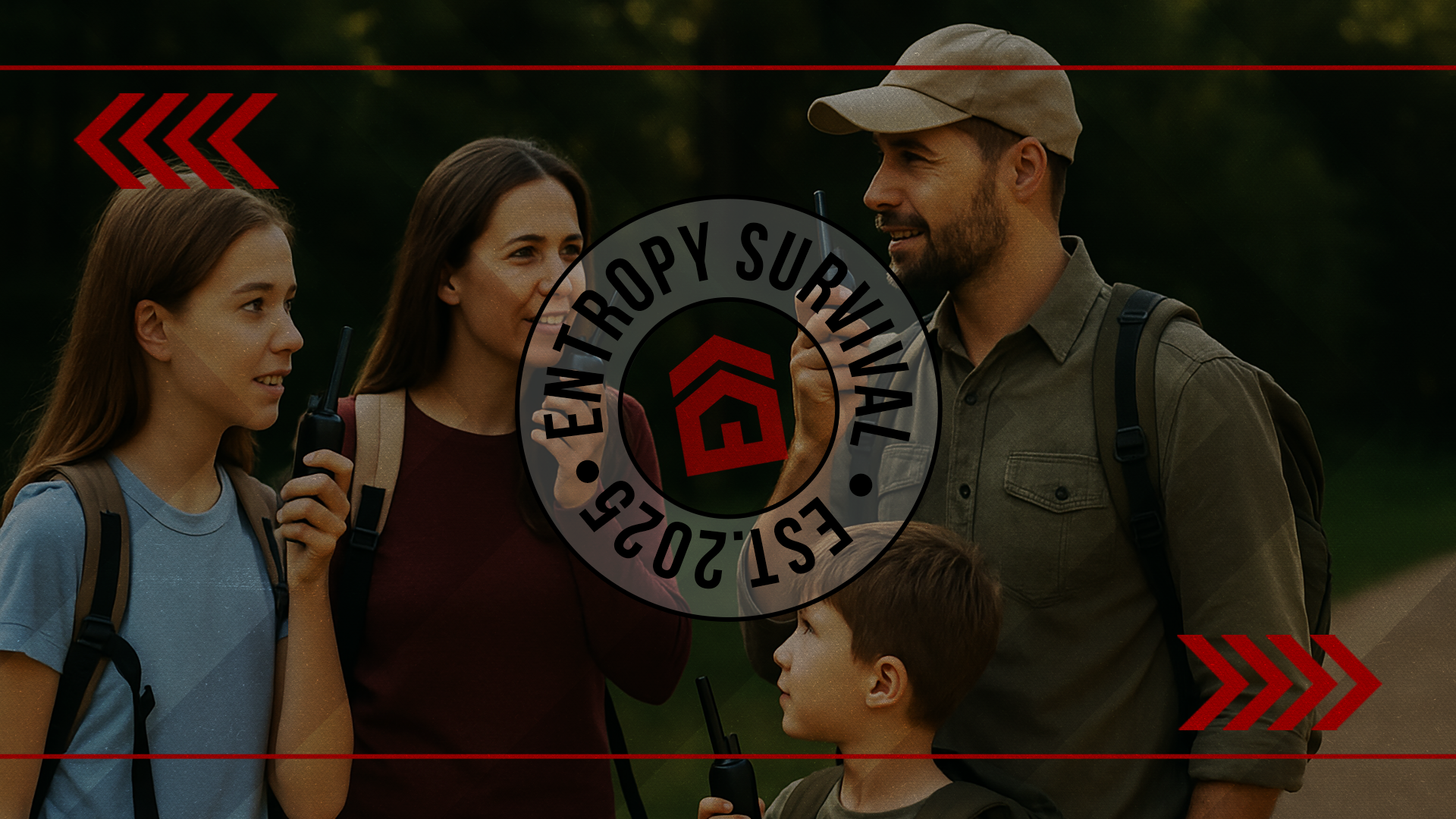 Family using Entropy Survival GMRS radios for reliable emergency communications