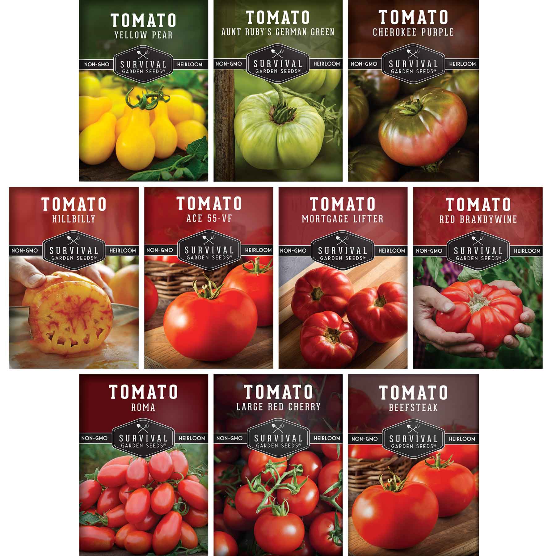 10 Tomato Seed Collection - A Rainbow of Heirloom Tomato Varieties (SC)