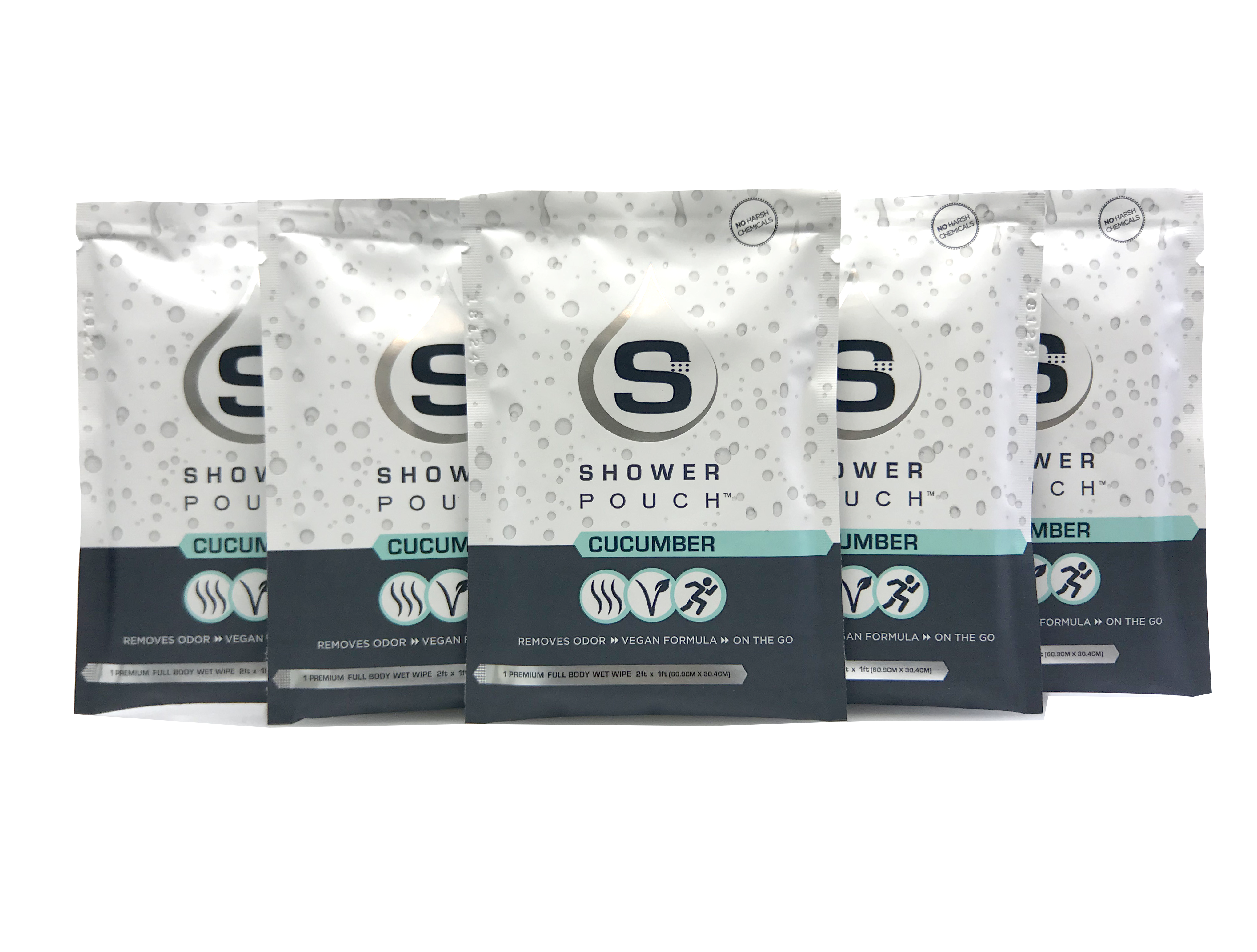 10-pack Shower Pouch XL (2' x 1') Body Wipes (SC)