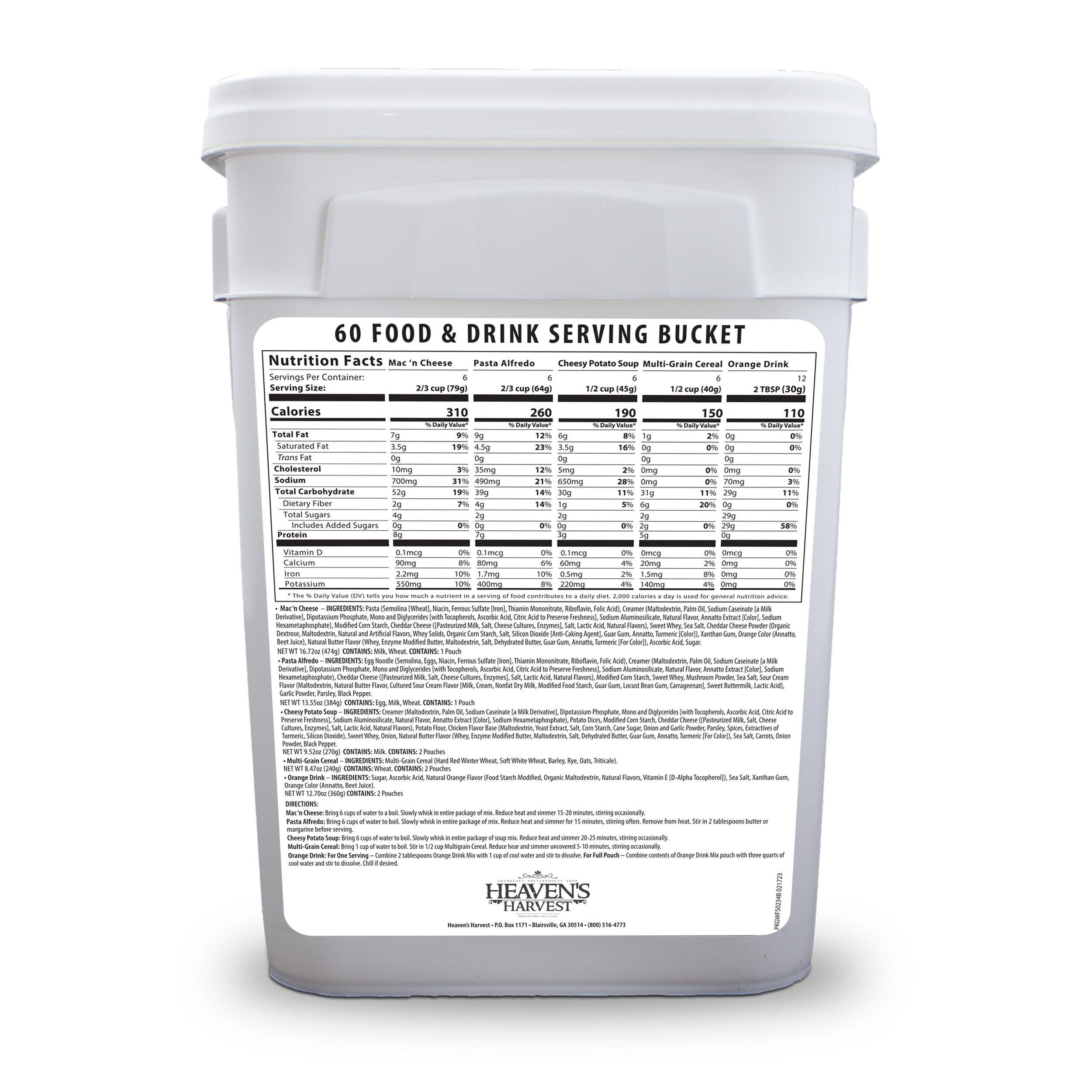 1 Week Kit -Starter Food & Drink Bucket - 1 Person 1 Week - 60 Servings - Emergency Survival Food Kit (SC)