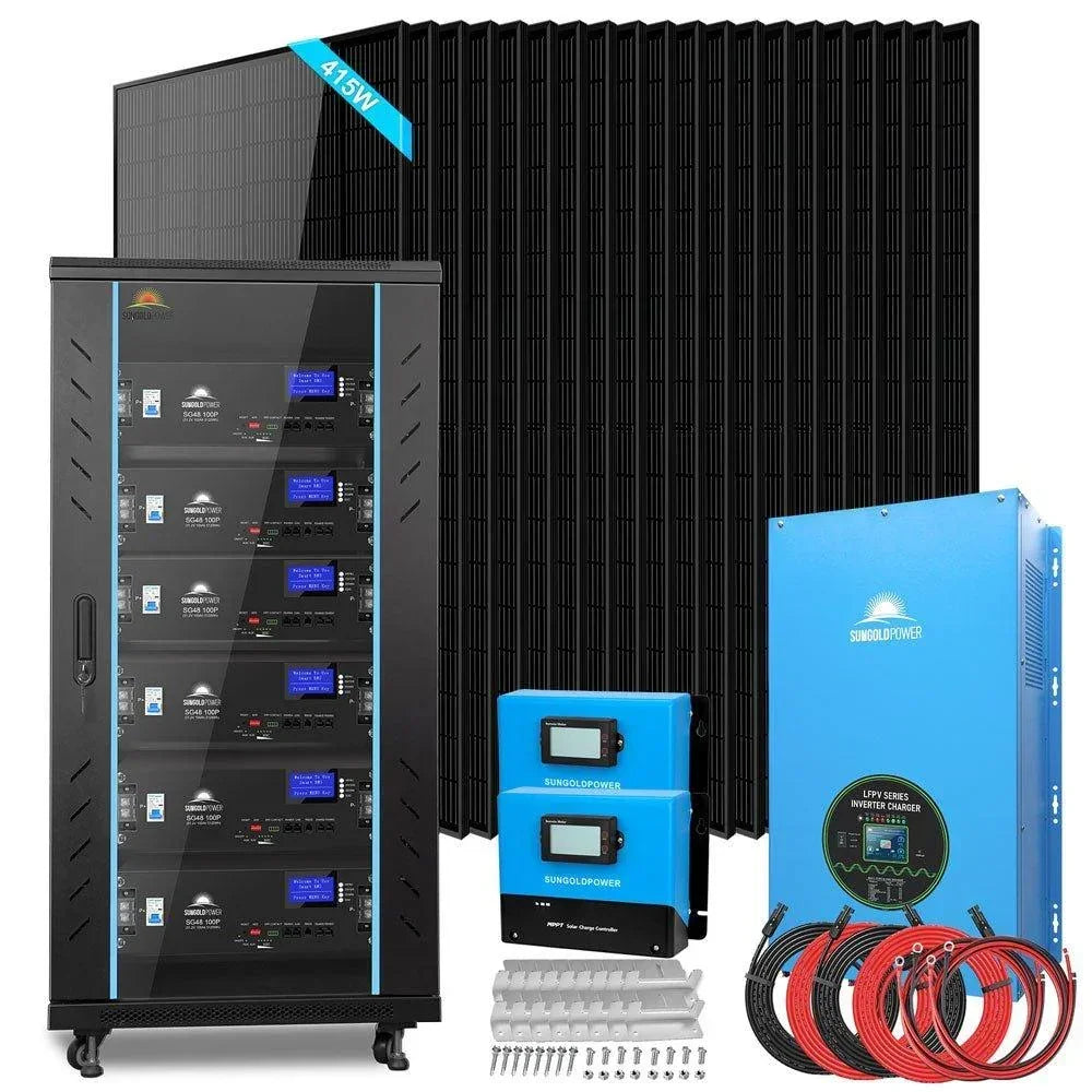 Off-Grid Solar Kit 18000W 48VDC 120V/240V 30.72KWH Lithium Battery 20 X 415 Watts Solar Panels SGR-18K20E