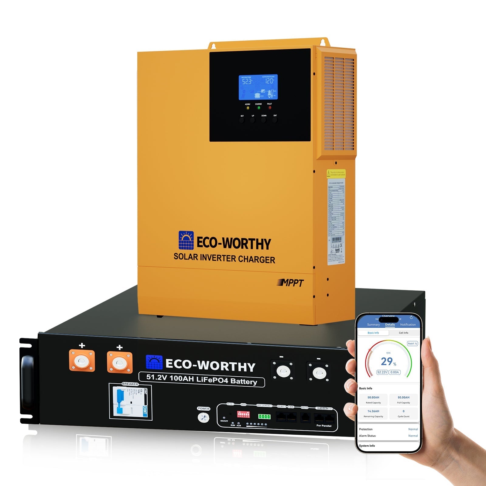 ECO-WORTHY 5.12KWh Home Backup Power With 48V 100Ah LiFePO4 And  3500W 48V Off-Grid Inverter (SC)