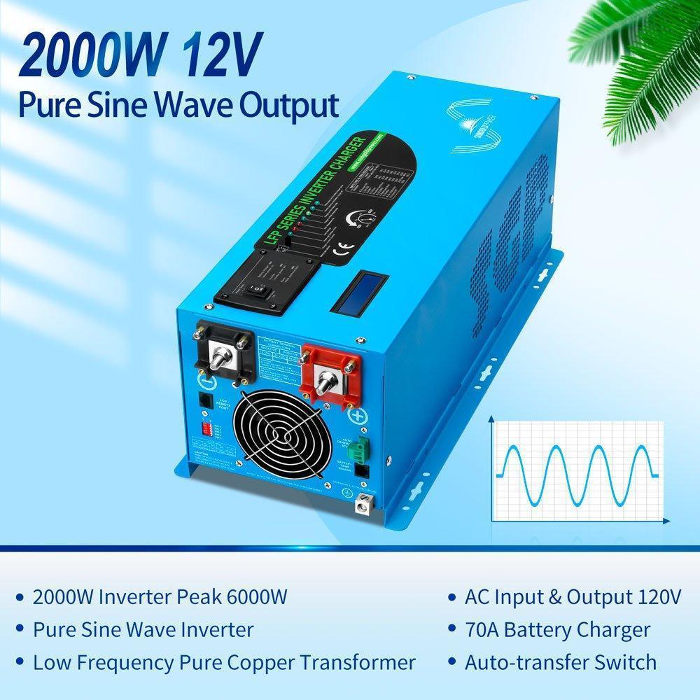 Sungold Power 2000W DC 12V Pure Sine Wave Inverter With Charger