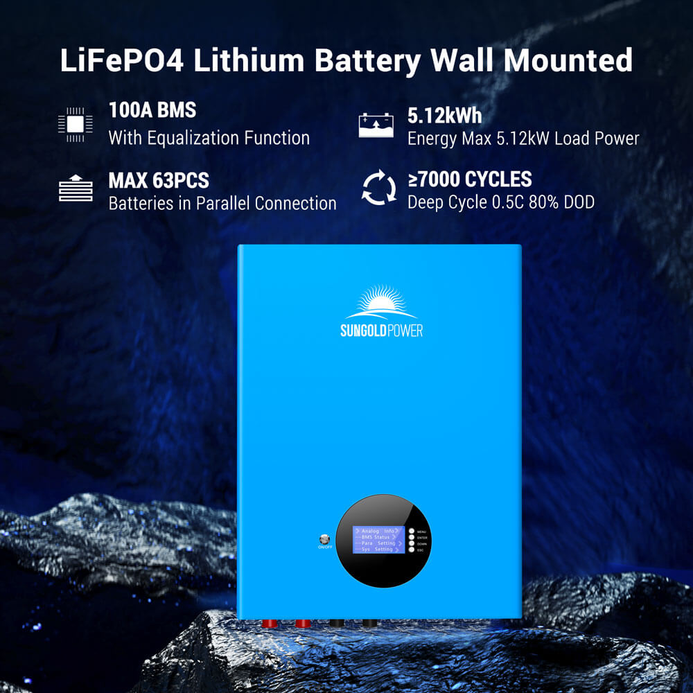 4 X 5.12KWH Wall-mounted LiFePO4 Lithium Battery SG48100M UL1973