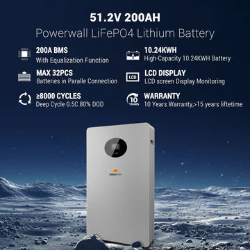SunGold Powerwall X LITHIUM BATTERY 51.2V 200AH SG48200T (SC)