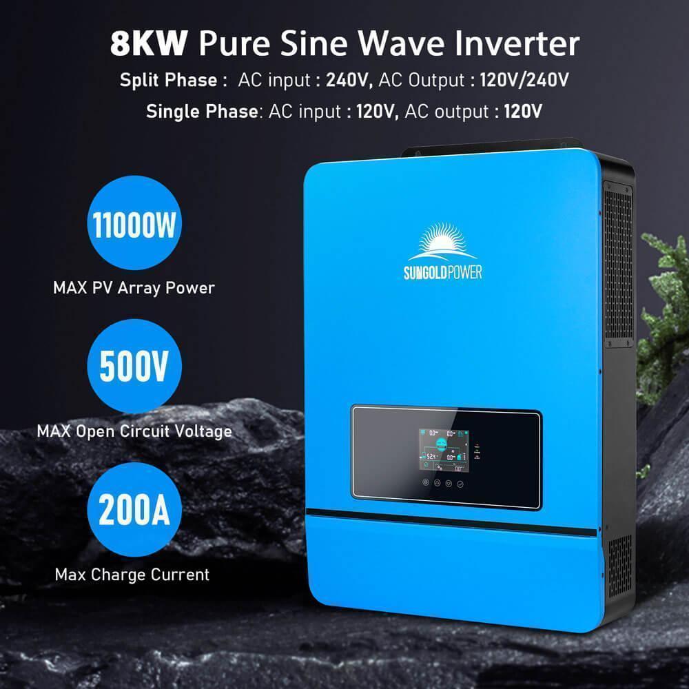 Off Grid Solar Kit 12 X 415 Watts Solar Panels 4 X 5.12kwh Lithium Battery 8000W Solar Inverter 48VDC 120V/240V SGM-8K20