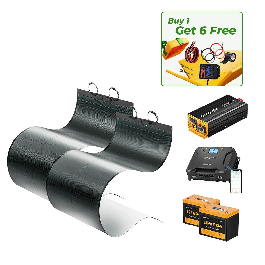 BougeRV 12V 400 Watt CIGS Flexible Solar System Kit (Pre-Punched Holes Version) (SC)