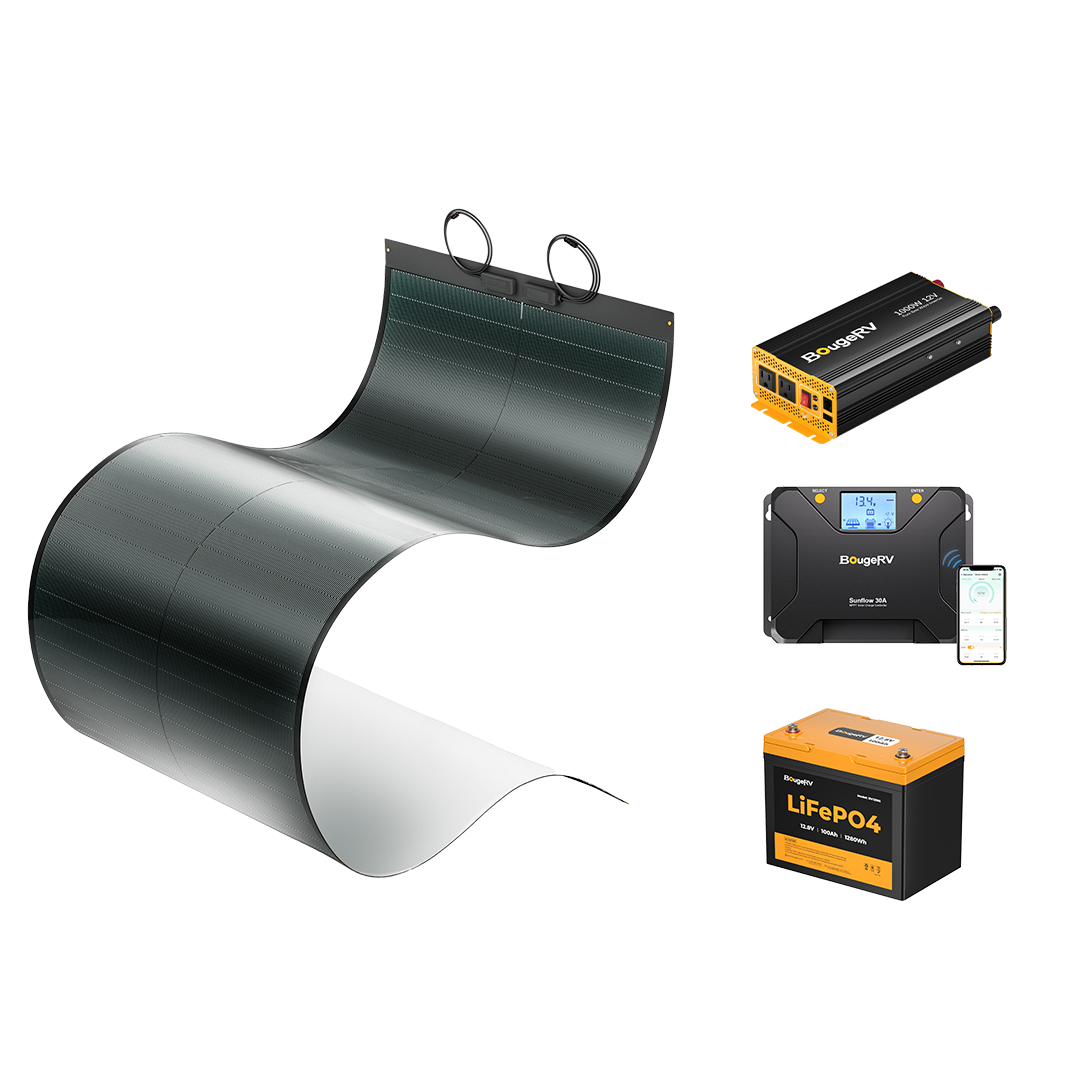 BougeRV 12V 200 Watt CIGS Flexible Solar System Kit (Pre-Punched Holes Version) (SC)