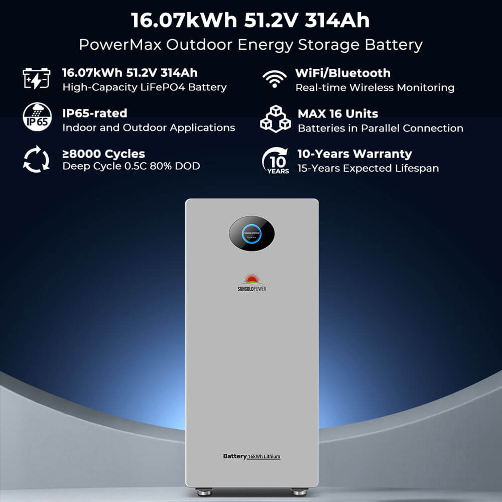 PowerMax 16.07kWh 51.2V 314AH Outdoor Energy Storage Battery  UL1973 & UL9540A CEC Listed