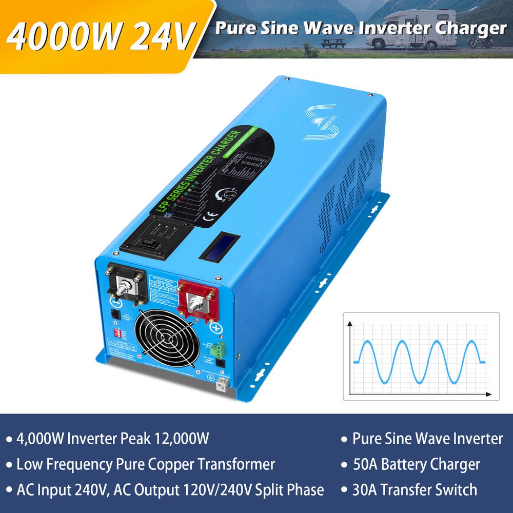 4000W DC 24V Split Phase Pure Sine Wave Inverter With Charger (SC)