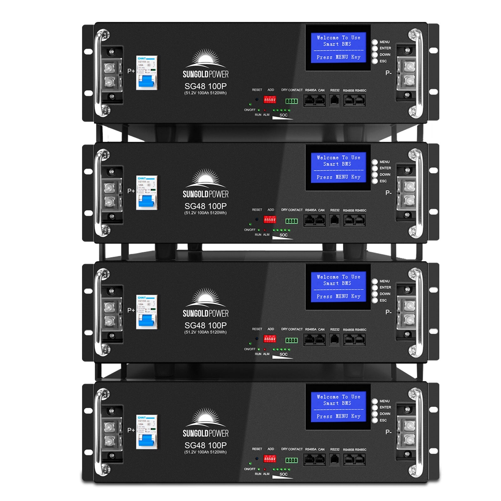4 X 48V 100AH Server Rack LiFePO4 Lithium  Battery SG48100P UL1973  UL9540A (SC)