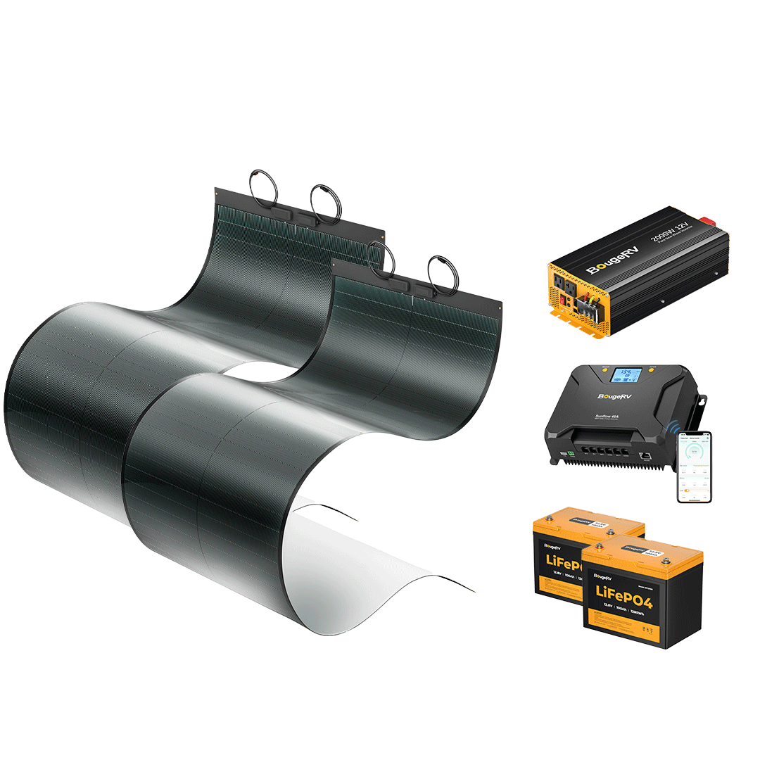 BougeRV 12V 400 Watt CIGS Flexible Solar System Kit (Pre-Punched Holes Version) (SC)