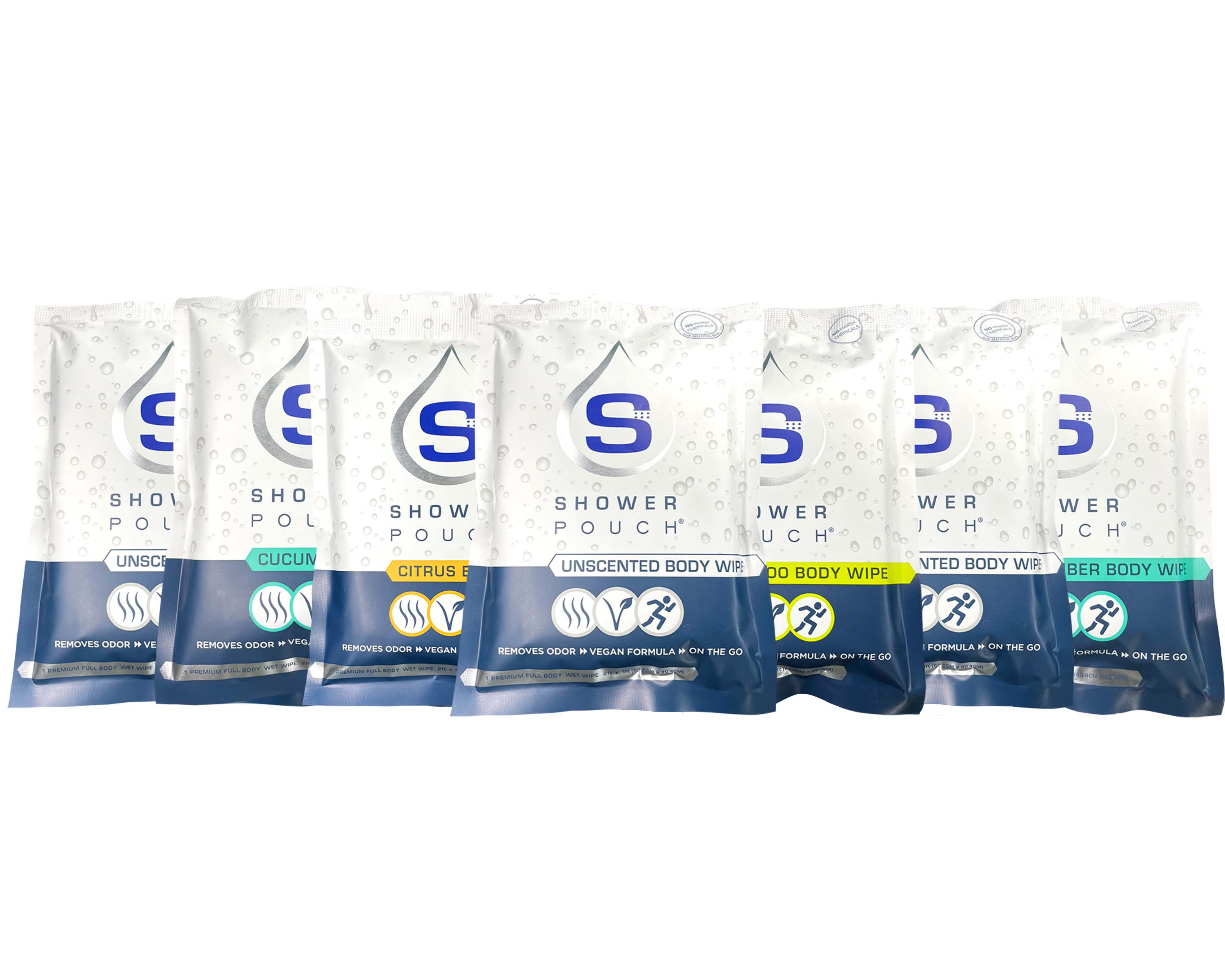 20-pack Shower Pouch XL (2' x 1') Body Wipes (SC)
