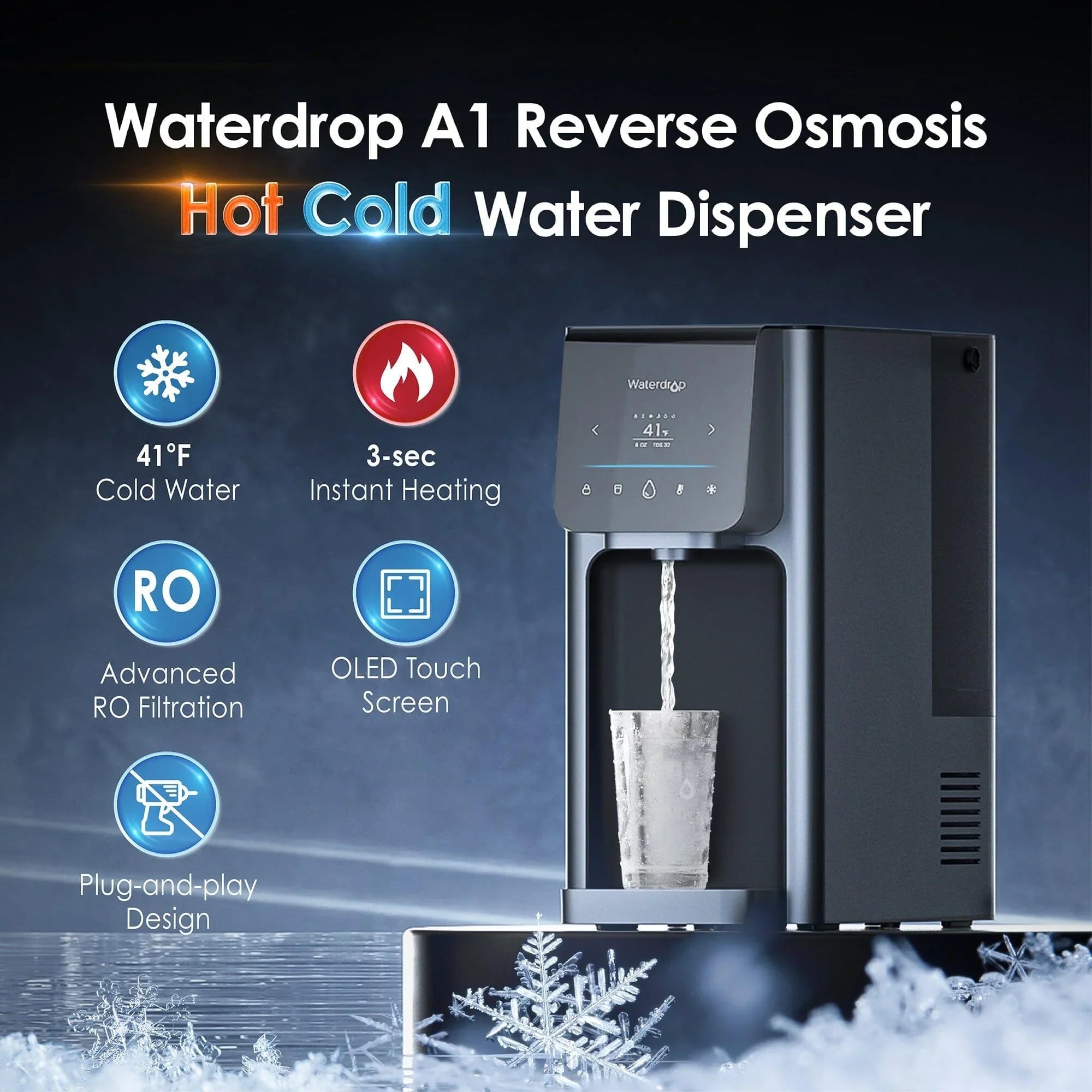 Waterdrop Reverse Osmosis Hot Cold Water Dispenser,  A1 (SC)