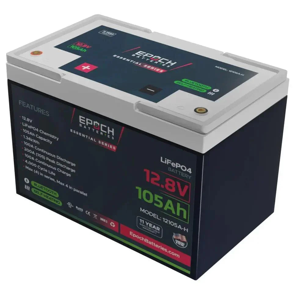 Epoch Batteries 12V 105Ah - Group 24 - Heated & Bluetooth LiFePO4 Battery (SC)