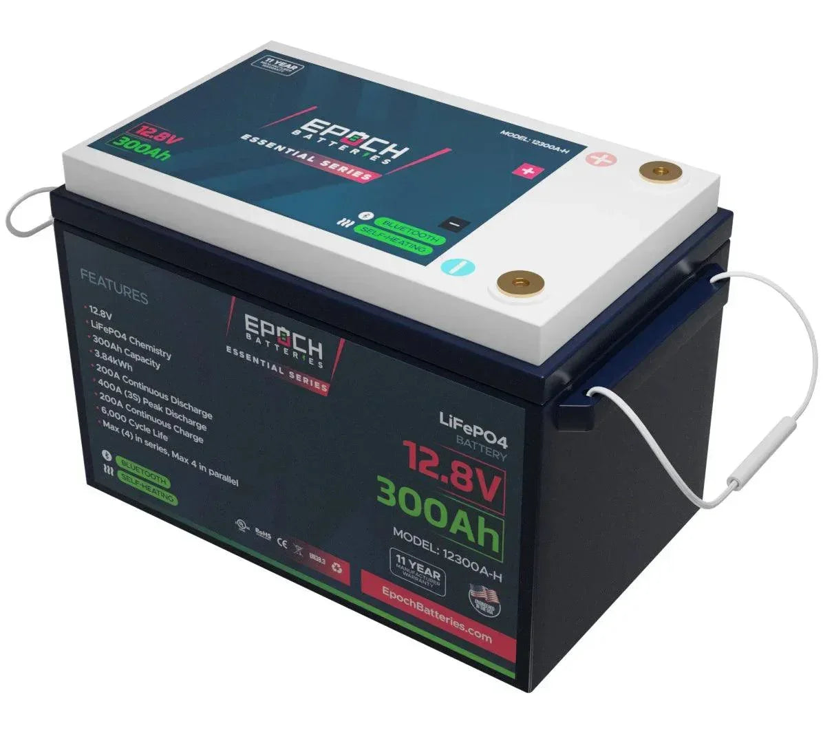 Epoch Batteries 12V 300Ah | Heated & Bluetooth | LiFePO4 Battery - Epoch Essentials (SC)