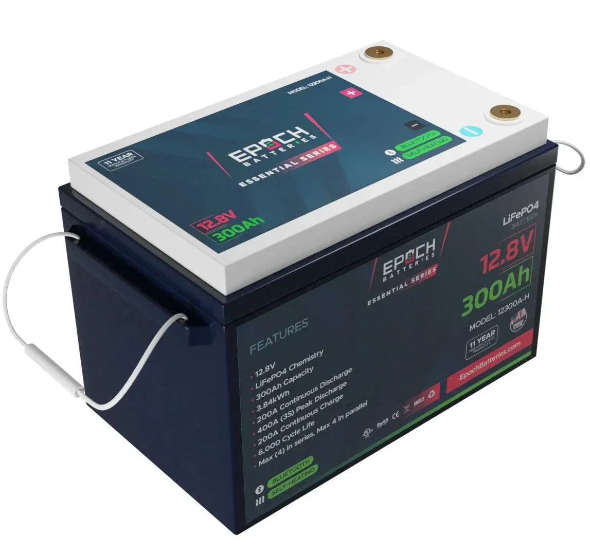 Epoch Batteries 12V 300Ah | Heated & Bluetooth | LiFePO4 Battery - Epoch Essentials (SC)