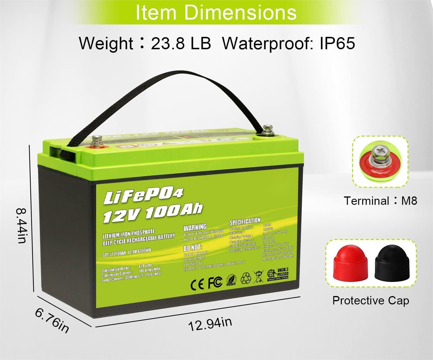 12V 100Ah LiFePO4 Deep Cycle Lithium Battery (SC)