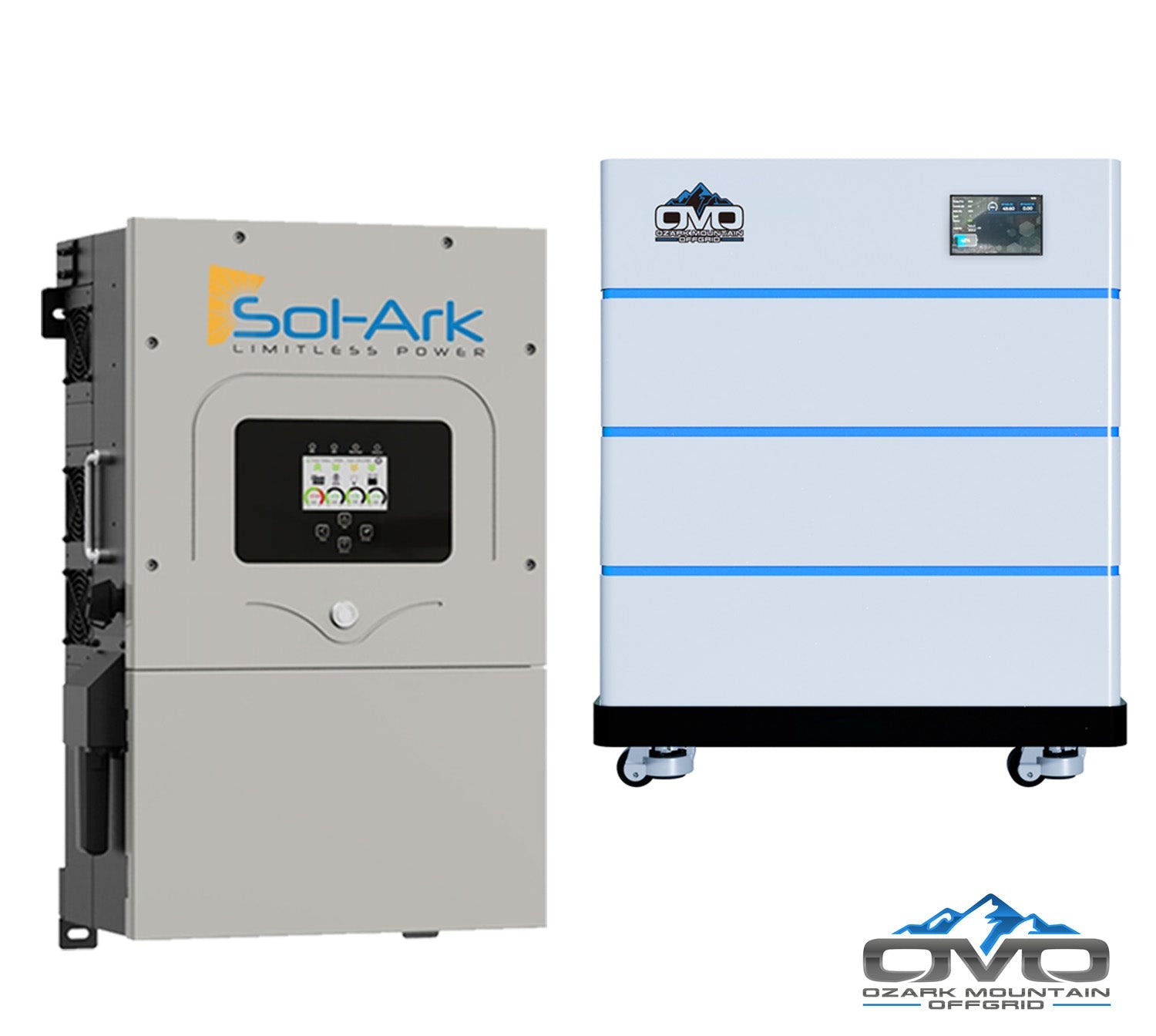 10KW Complete Offgrid Solar Kit - 18K Sol-Ark Inverter + 15.36KW OMO Stack Lithium Battery +11KW Solar with Mounting Rails and Wiring