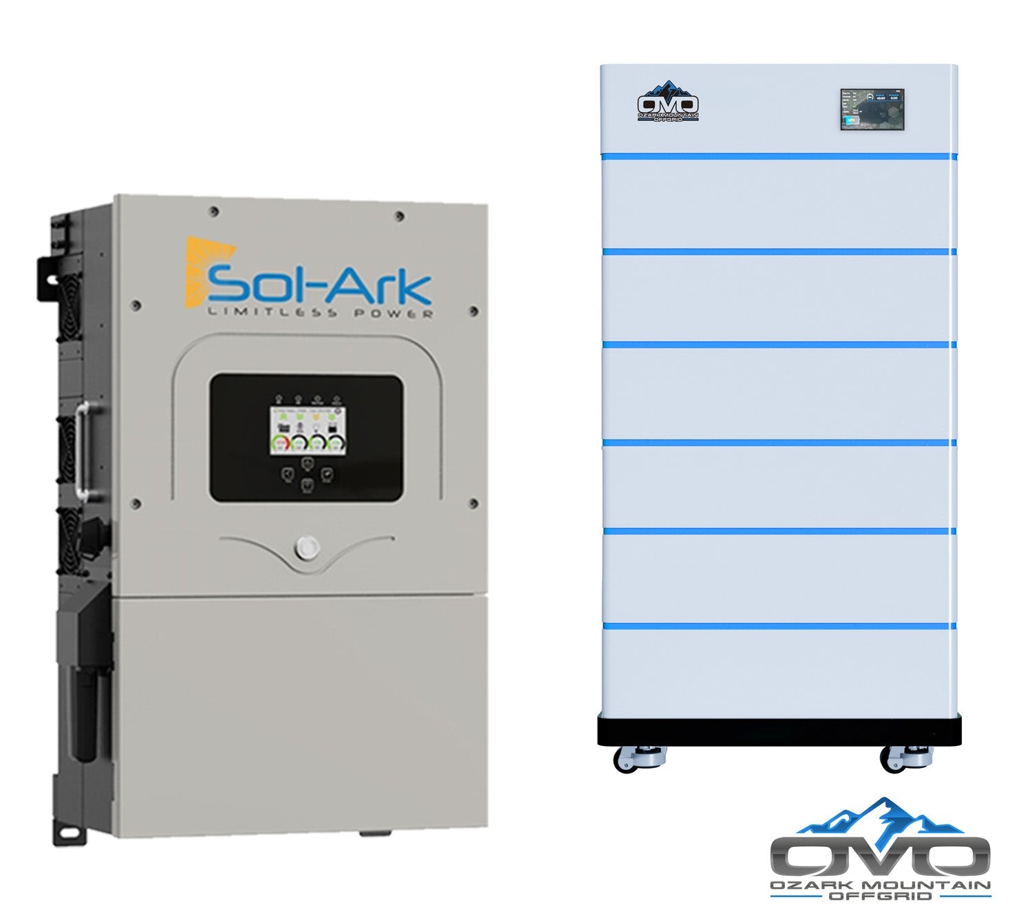 12KW Complete Offgrid Solar Kit - 15K Sol-Ark Inverter + 30.72KW OMO Stack Lithium Battery +13.2KW Solar with Ground Mount and Wiring (SC)