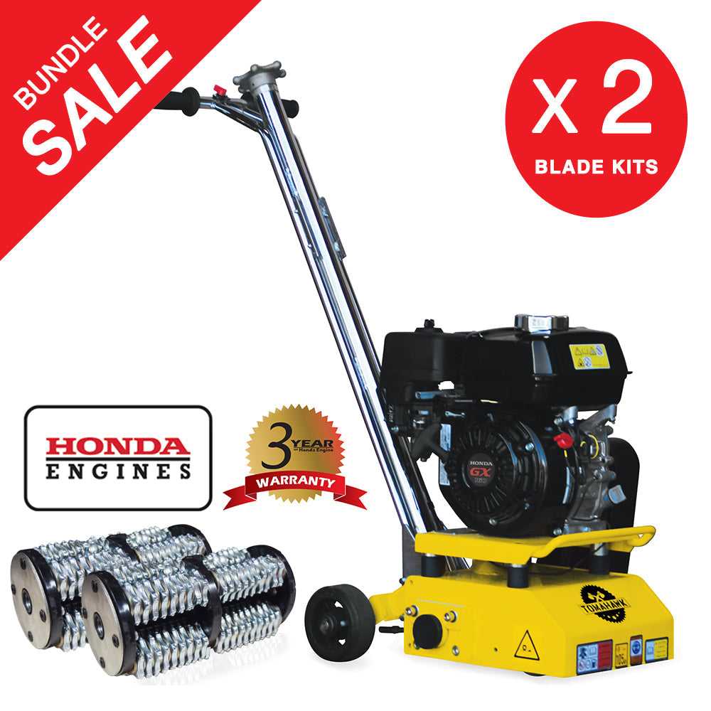 8” Gas Concrete Scarifier Planer Grinder with 5.5 HP Honda Engine Blade Bundle (SC)