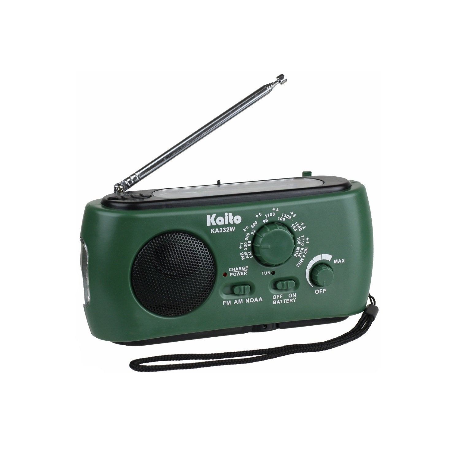 Kaito KA332W Portable Hand Crank Solar AM/FM NOAA Weather Radio Green (SC)