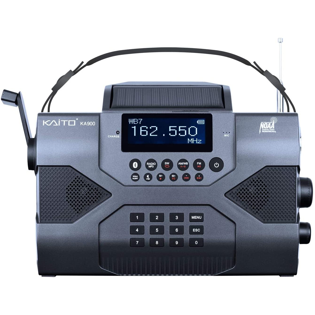 Kaito Emergency Radio Voyager Max KA900 Digital Solar Dynamo Crank AM/FM/SW & NOAA Weather Stereo Radio Receiver with Bluetooth, Real-time Alert, MP3 Player, Recorder & Phone Charger (SC)
