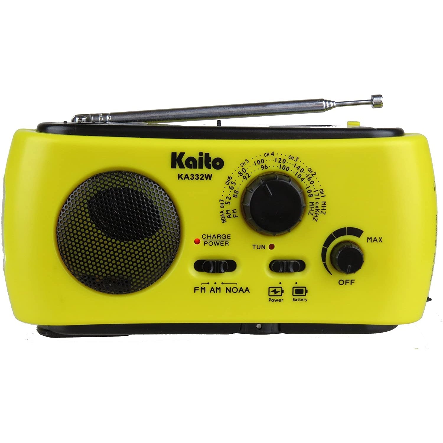 Kaito KA332W Portable Hand Crank Solar AM/FM NOAA Weather Radio Yellow (SC)