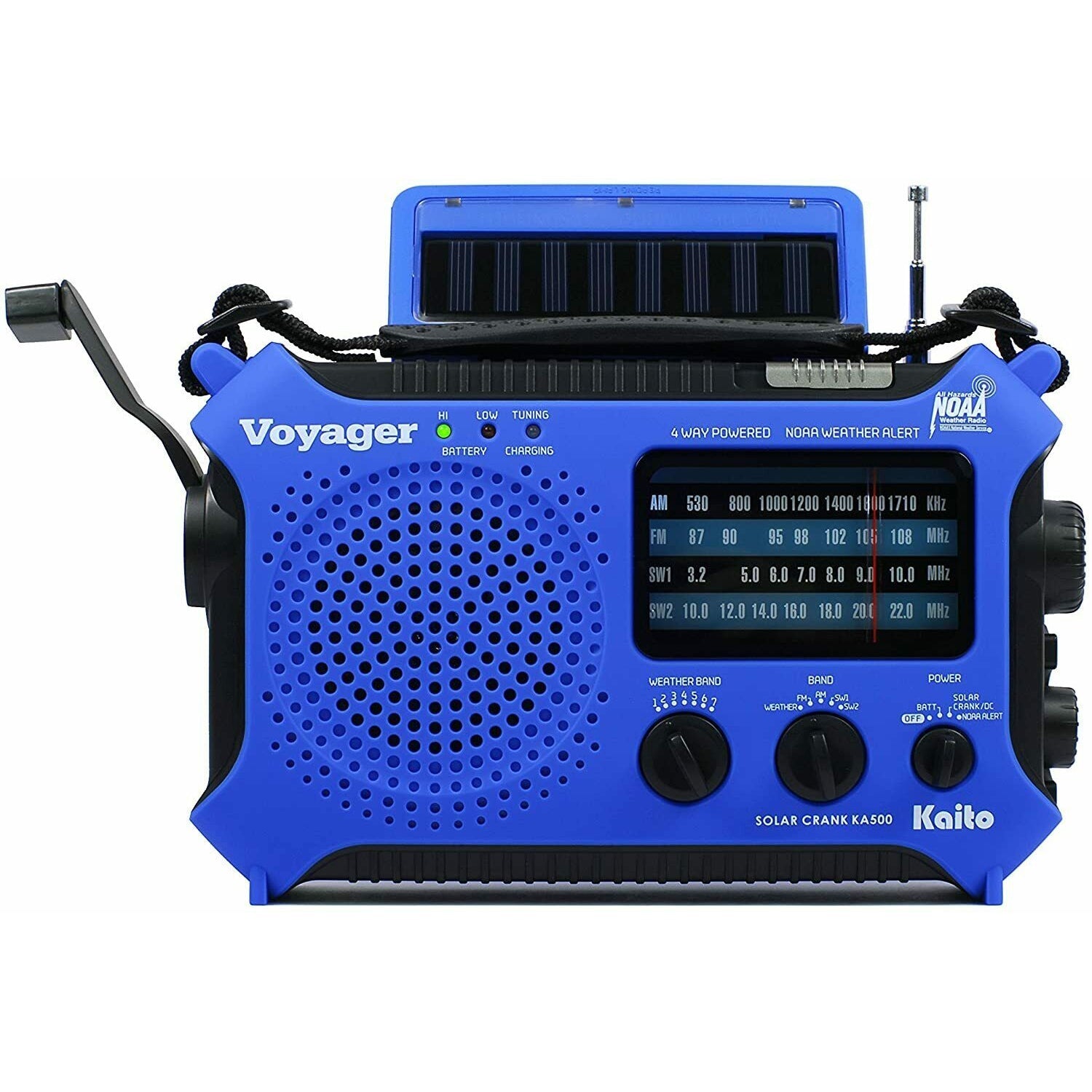 Kaito KA500 AM FM Shortwave Solar Crank Emergency NOAA Weather Alert Radio Blue (SC)