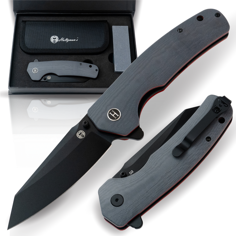 The Clip Point Folding Pocket Knife Giftset for Men and Women (Grey and Red) (SC)