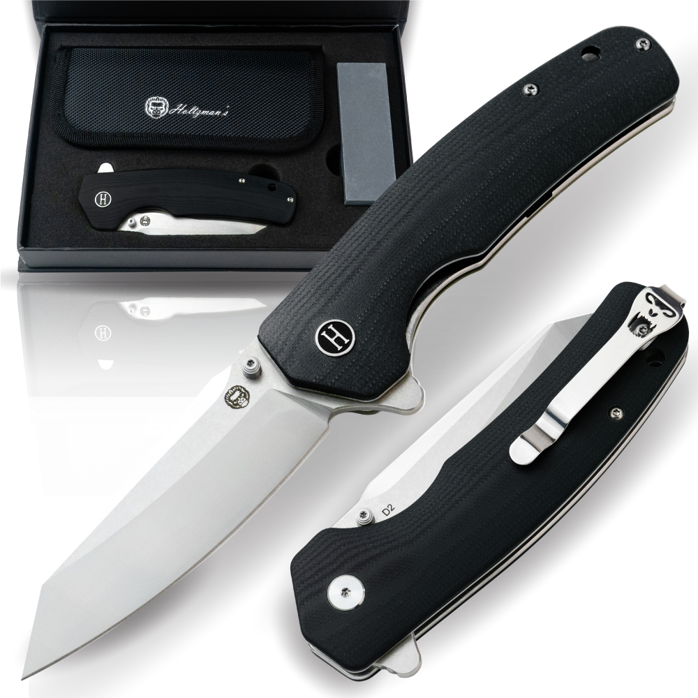 The Clip Point Folding Pocket Knife Giftset for Men and Women (Silver and Black) (SC)