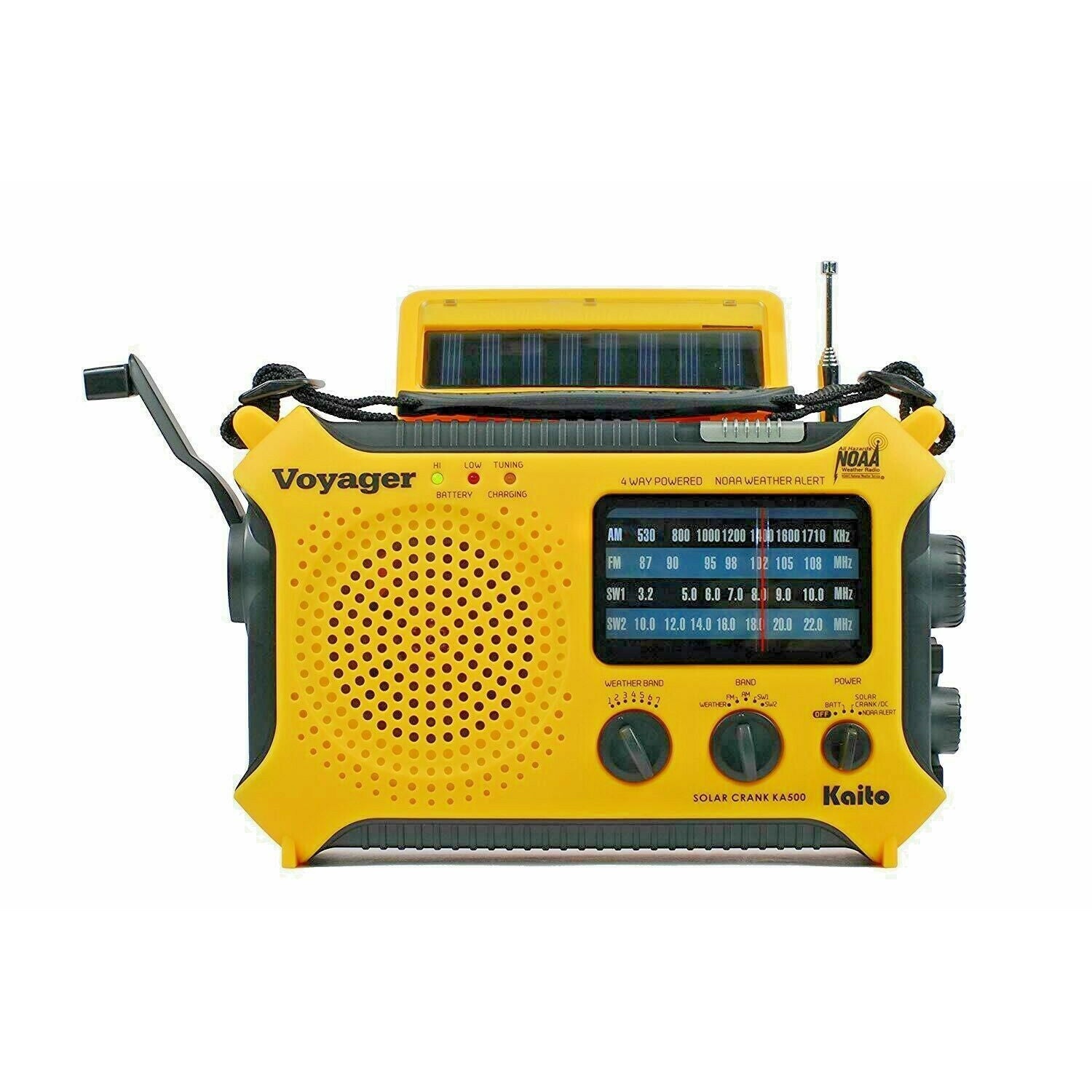 Kaito KA500 AM FM Shortwave Solar Crank Emergency Weather Alert Radio Yellow (SC)