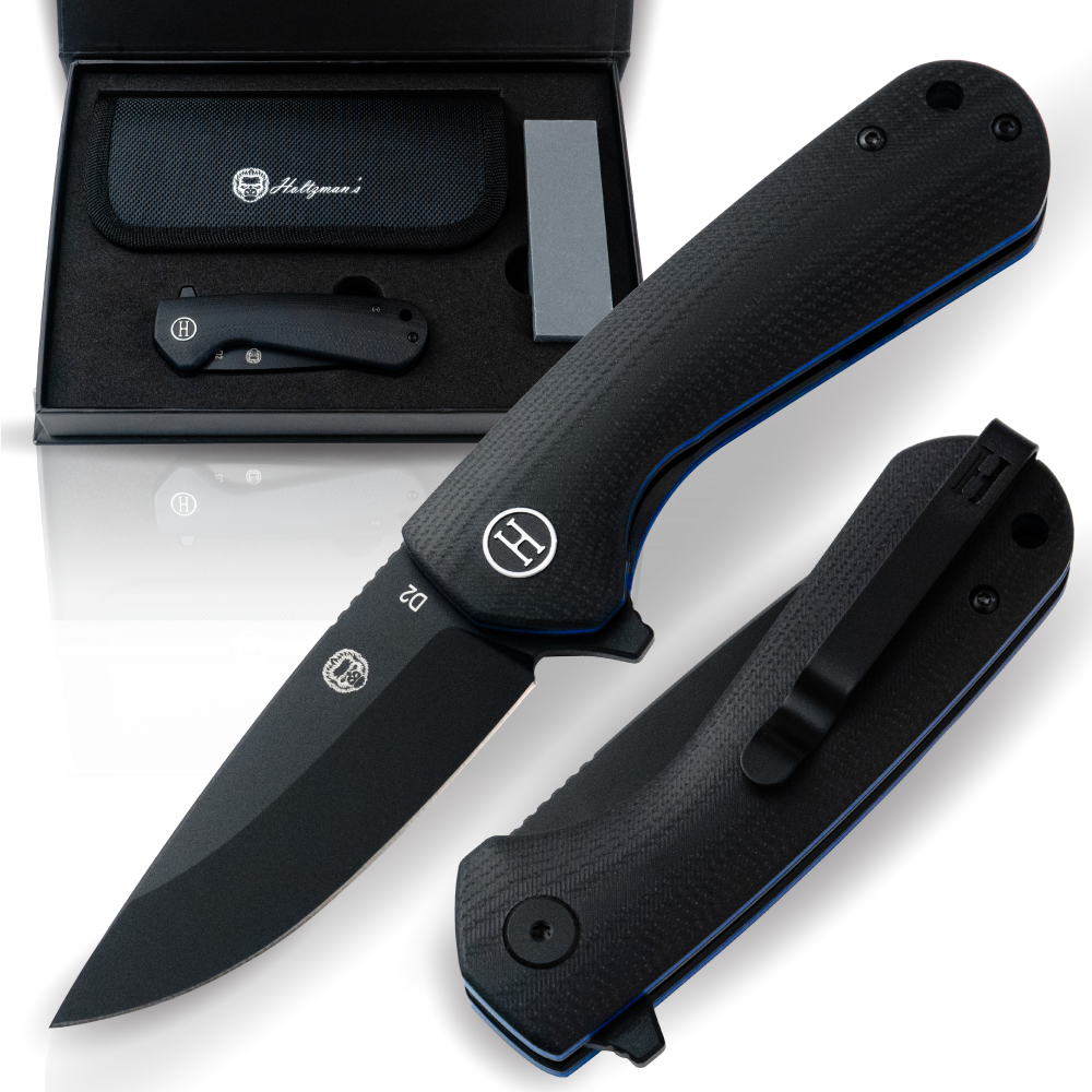 The Peasant Folding Pocket Knife Giftset for Men and Women (Black and Blue) (SC)