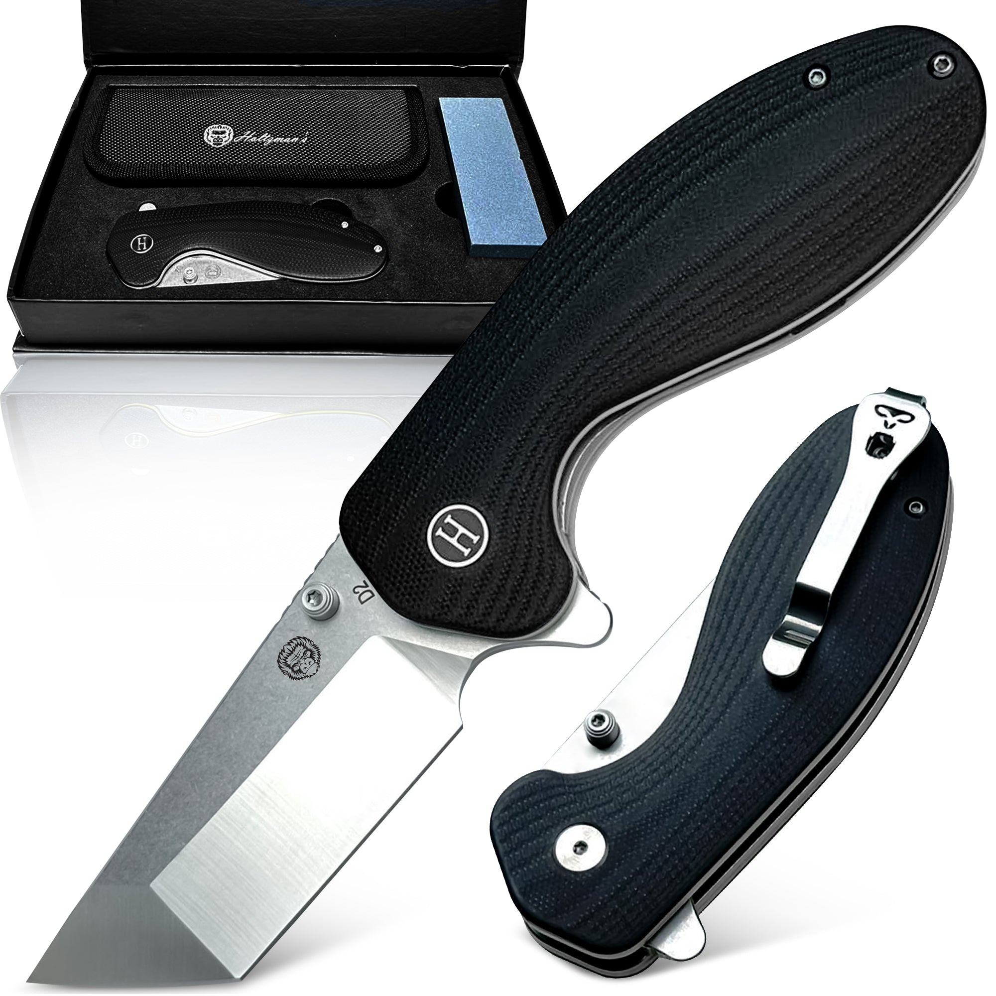 The Pioneer Folding Pocket Knife Giftset for Men and Women (Silver and Black) (SC)