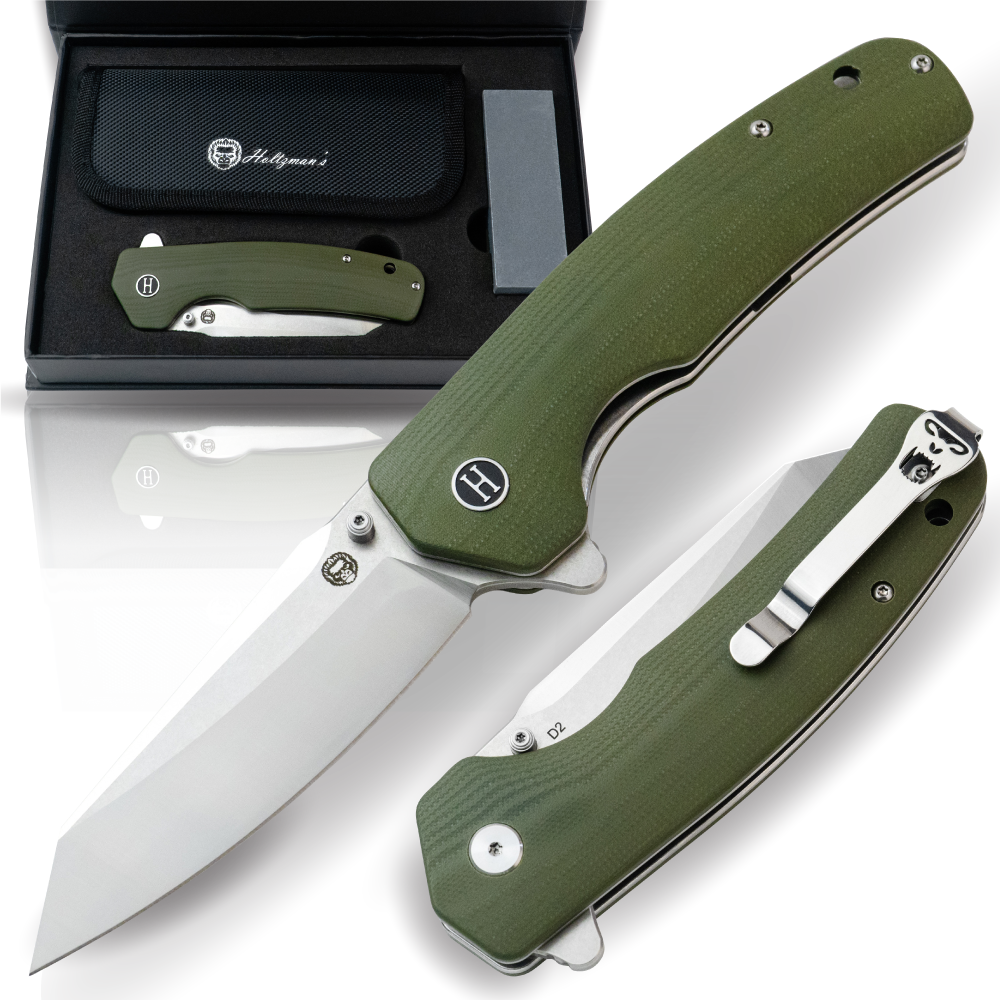 The Clip Point Folding Pocket Knife Giftset for Men and Women (Silver and Green) (SC)