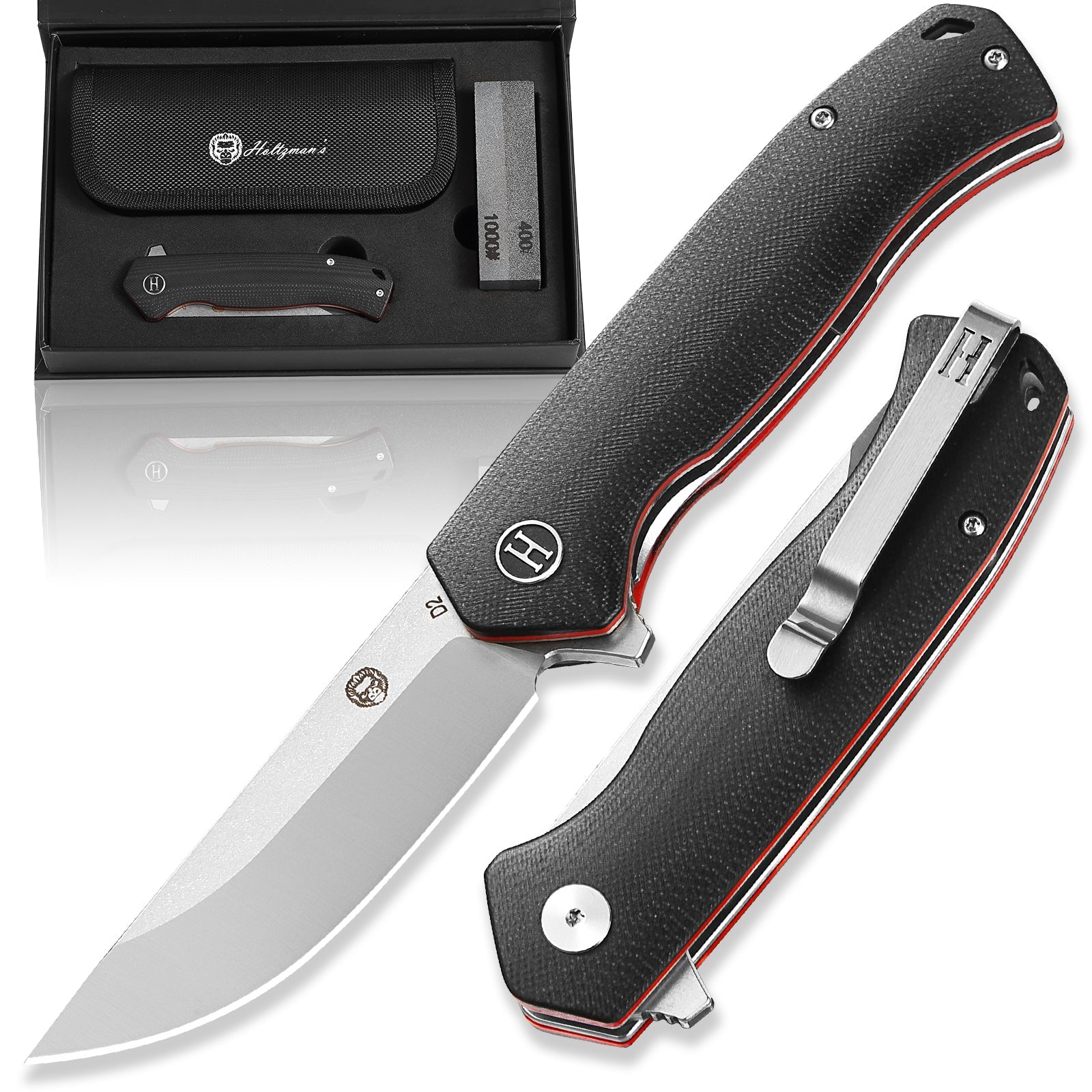The Pathfinder Folding Pocket Knife Giftset for Men and Women (Silver and Red) (SC)