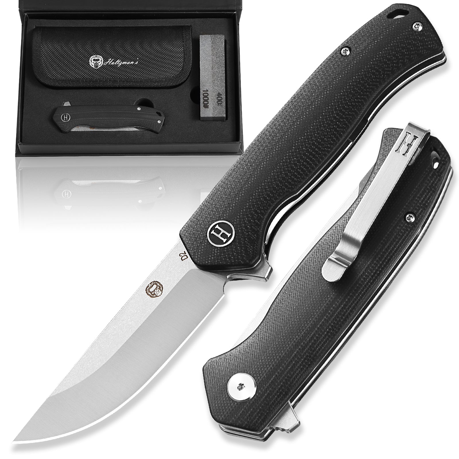 The Pathfinder Folding Pocket Knife Giftset for Men and Women (Black and Silver) (SC)