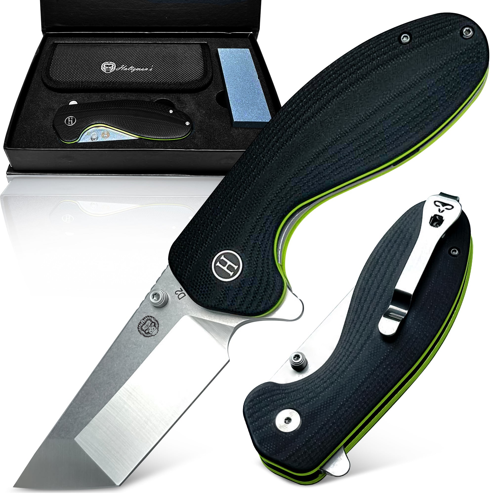 The Pioneer Folding Pocket Knife Giftset for Men and Women (Silver and Green) (SC)