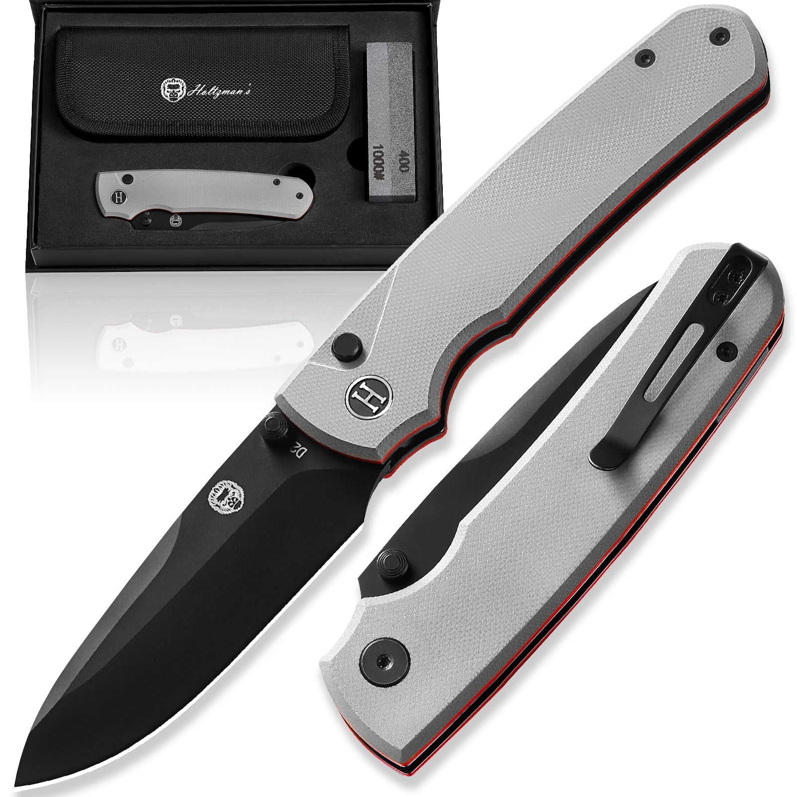 The Loyalist Folding Pocket Knife Giftset for Men and Women (Black and White) (SC)