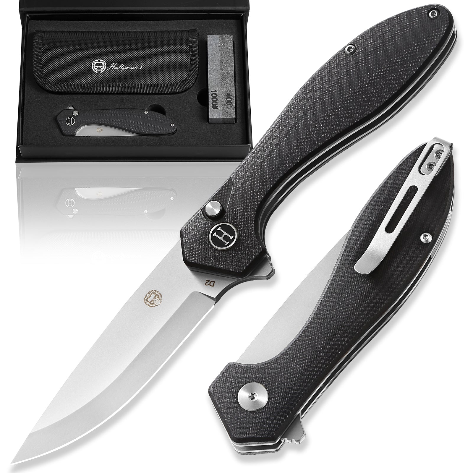The Vector Folding Pocket Knife Giftset for Men and Women (Black and Silver) (SC)