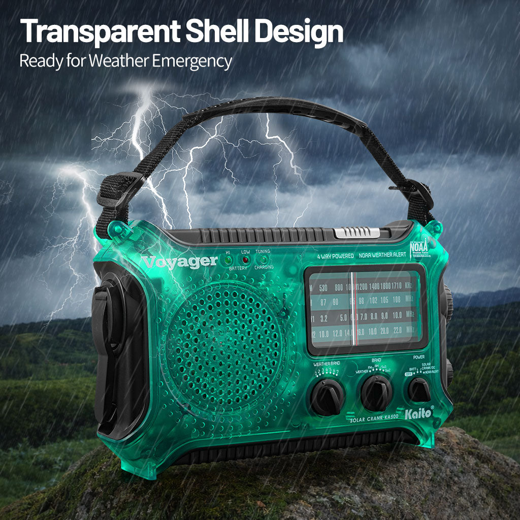 Kaito KA500 AM FM Shortwave Dynamo Solar Crank Emergency Weather Radio Green
