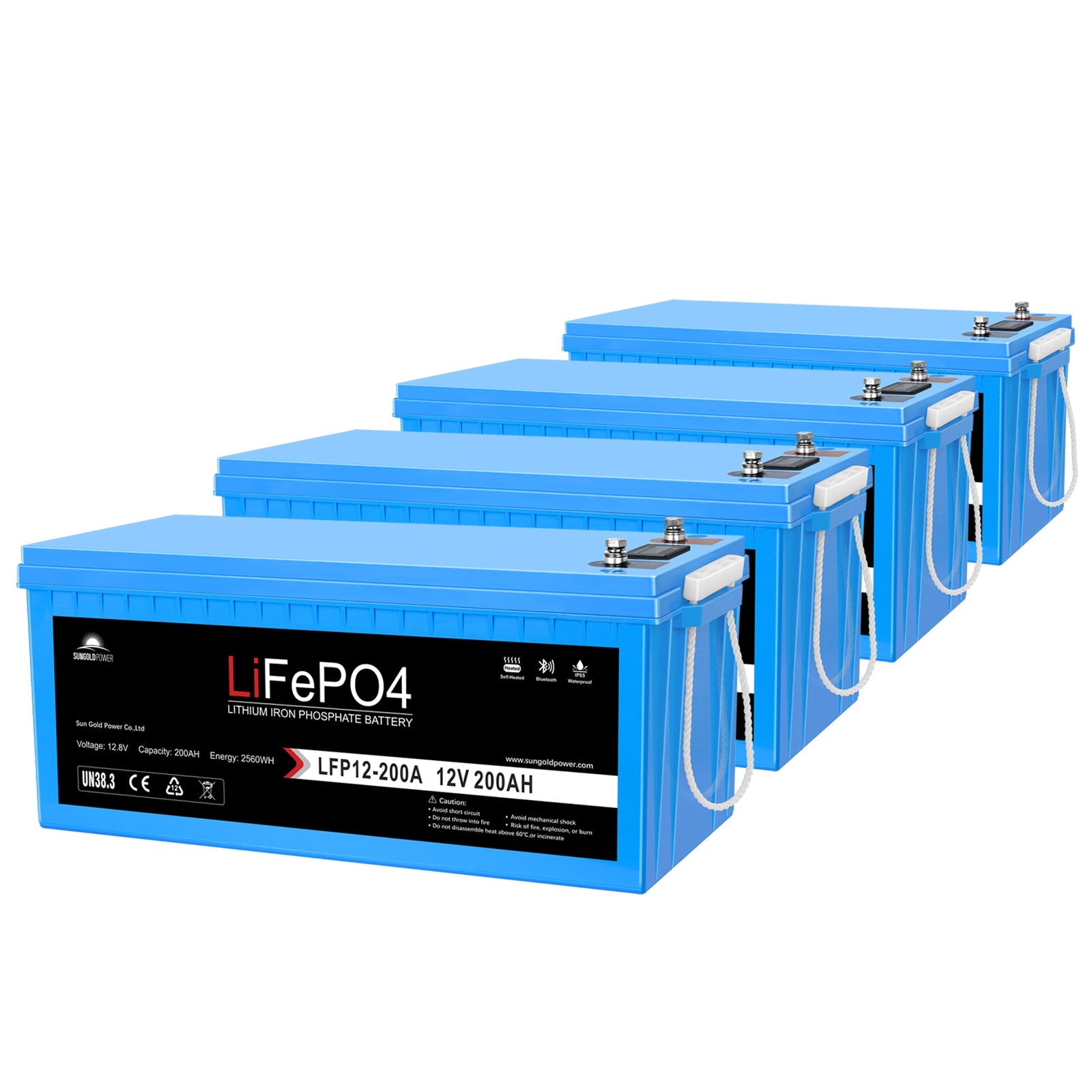 4 X 12V 200Ah LiFePo4 Deep Cycle Lithium Battery (SC) Bluetooth / Self-Heating / IP65 (SC)