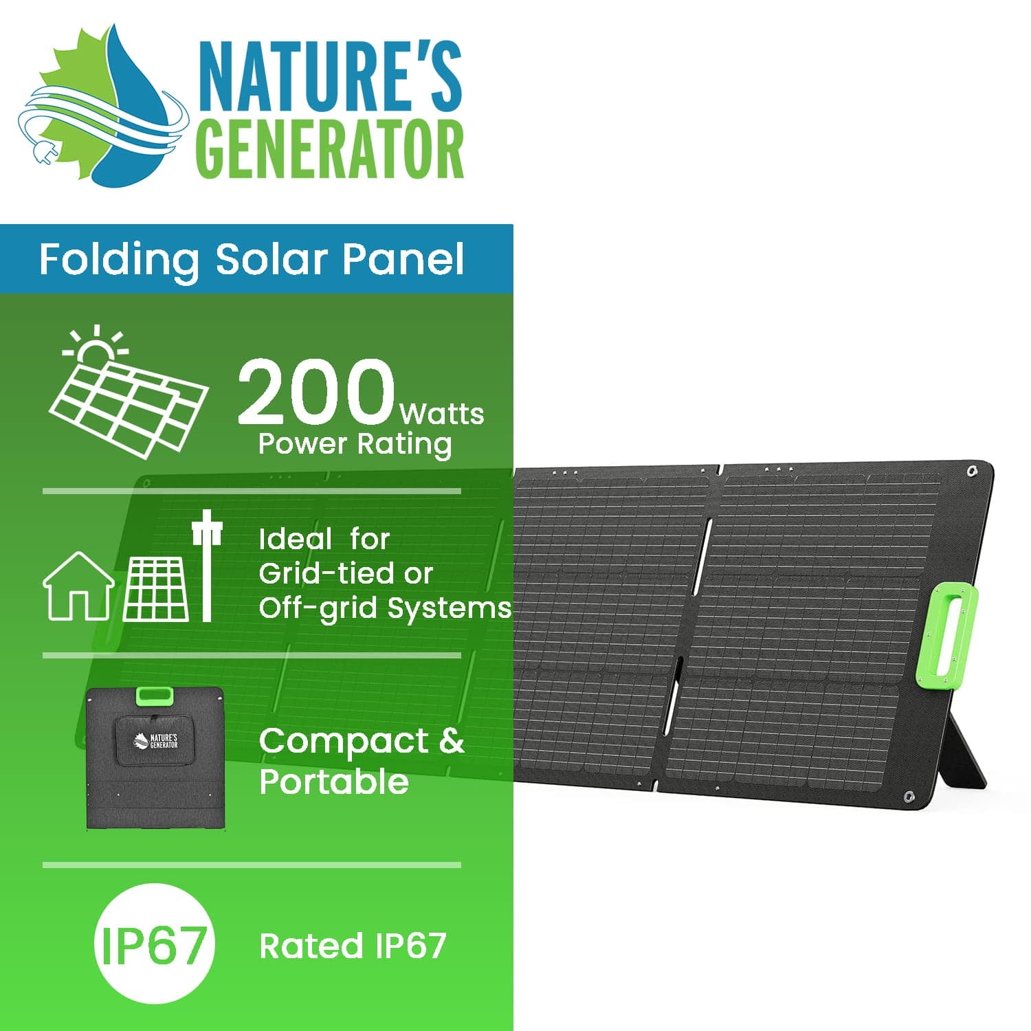 Nature's Generator 200W Folding Solar Panel (SC)