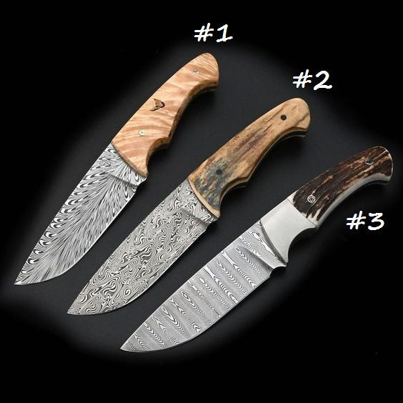 Masterpiece Collection: Full Tang Damascus Steel Hunting Knives - 9.25 Inches with Unique Handles and Patterns (SC)