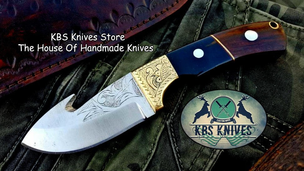 Custom Handmade D2 Tool Steel Guthook Skinner Knife (SC)