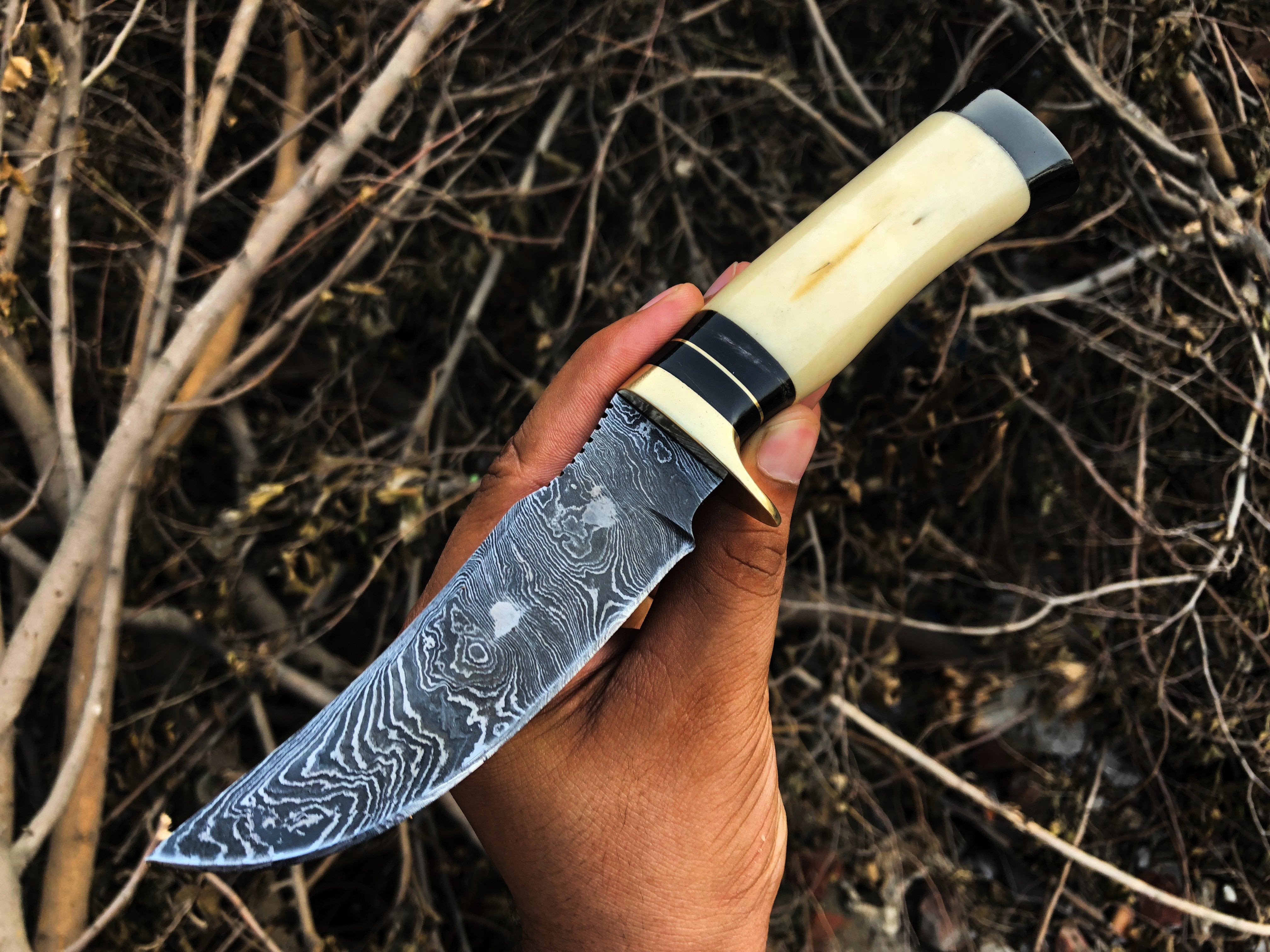 New Custom Handmade Damascus Steel Hunting Knife (SC)