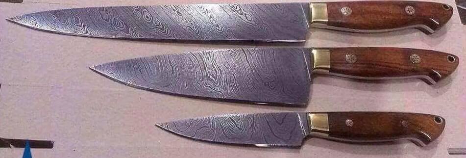 Custom Handmade Damascus Steel Kitchen Knives Set (SC)