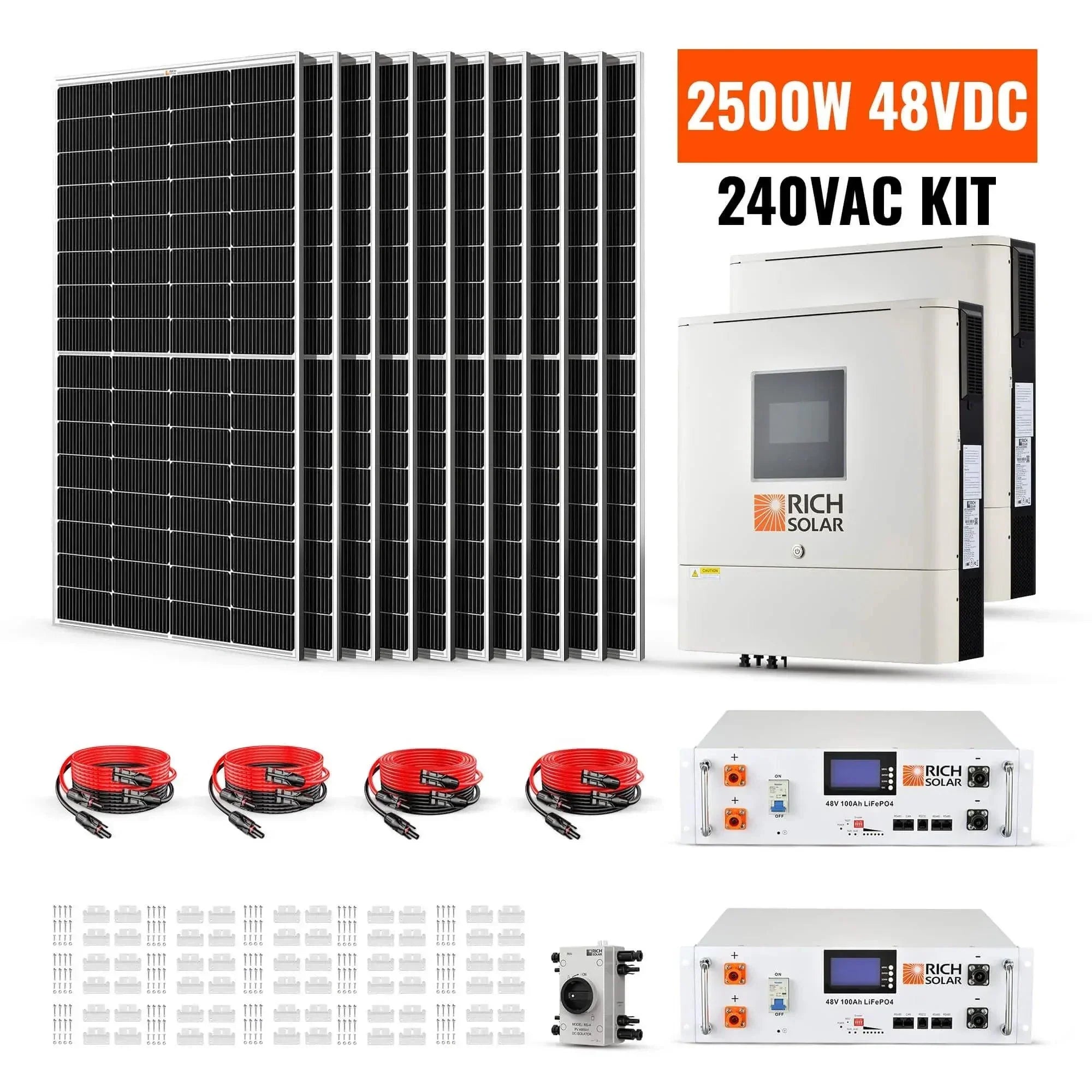Rich Solar 2500W 48VDC-240VAC Solar Kit (SC)
