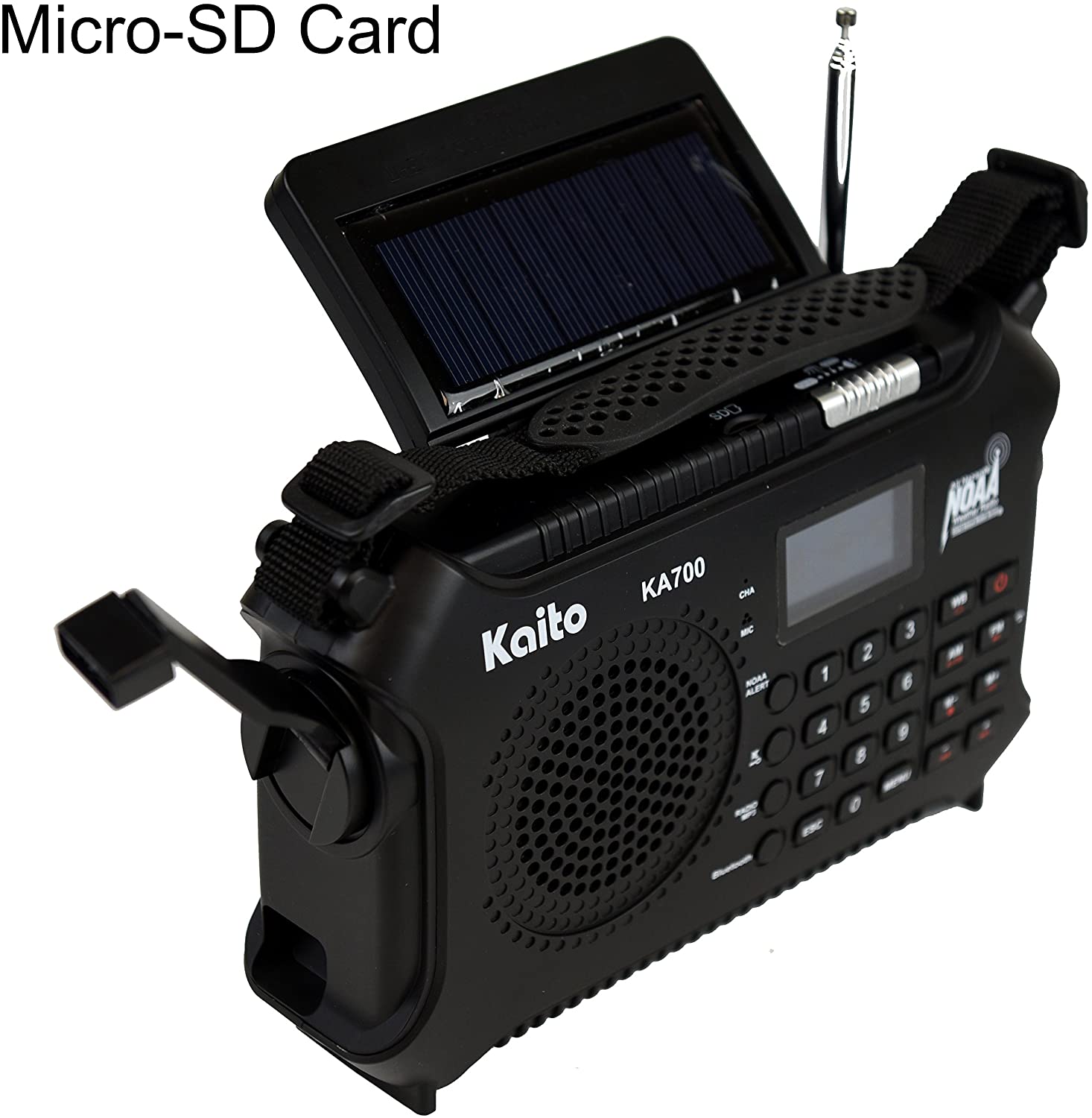 Kaito KA700 AM FM NOAA Weather Radio Recorder Bluetooth Dynamo & Solar - Black (SC)