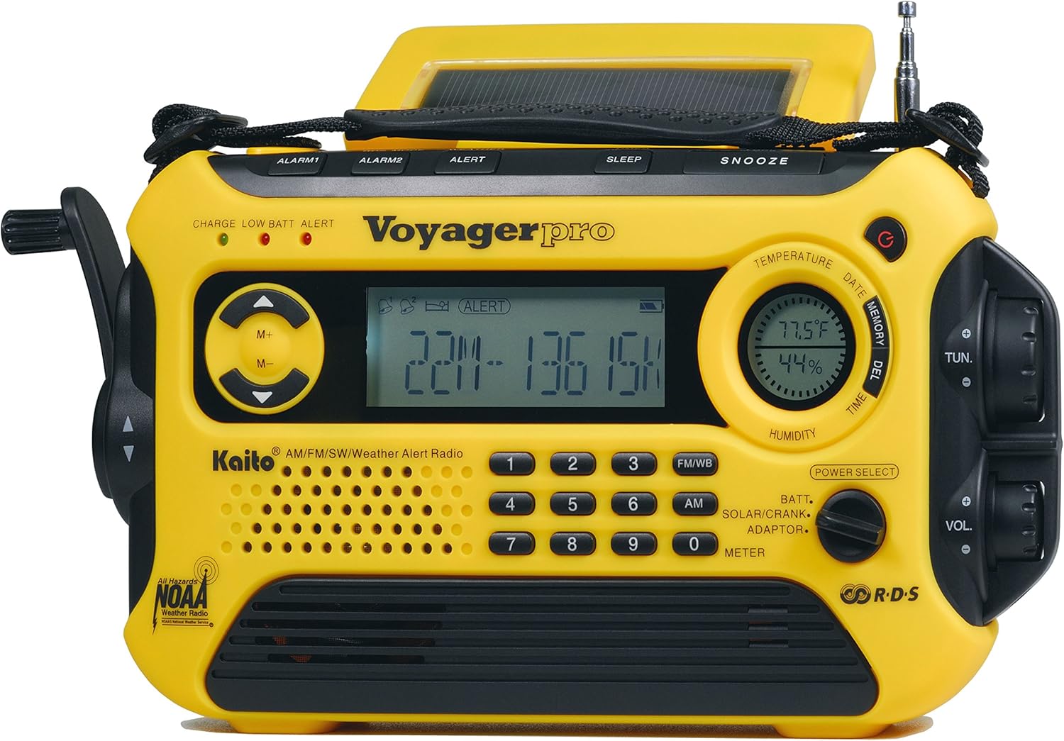 Kaito KA600 Digital Solar AM/FM/LW/SW Emergency Radio - Yellow (SC)